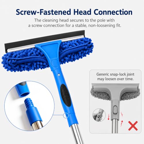 2-in-1 Window Cleaning Kit with Bucket, Extension Pole & Squeegee