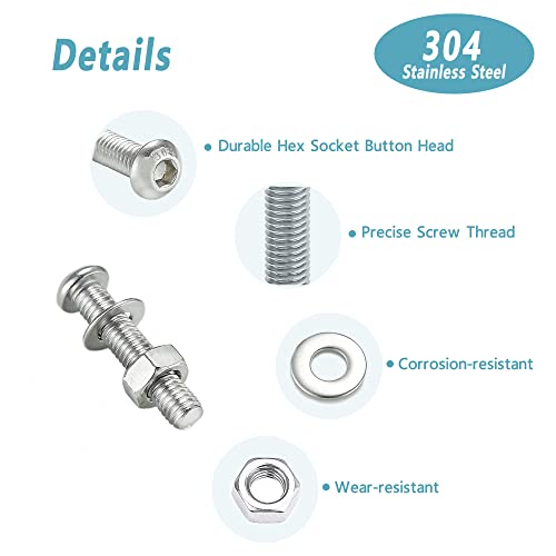 KADRICK 180PCS M5 Screw Kit,Hex Socket Button Head M5 Bolts 8mm-30mm - size: SS M5 180Pcs 10-30mm