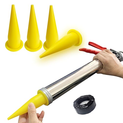Yellow Reusable Caulking Nozzle Applicator for Caulk Gun, Epoxy Extension Tool, 12 Pack