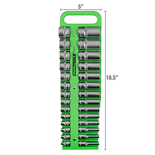 OEMTOOLS 23117 3/8" Drive Portable Magnetic Socket Organizer Tray, Magnetic Socket Holders Organizers For Tool Box, Shop, Or Garage, Holds Up To 28 Tools, Metric/SAE, Green - style: 3/8 Inch Drive
