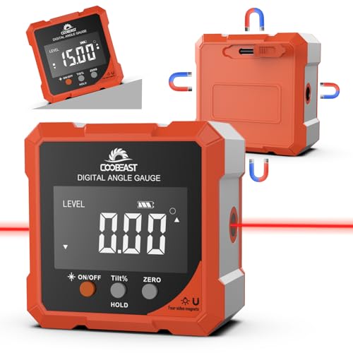 Coobeast Digital Angle Finder with Dual Laser 4-side Magnetic Angle Gauge - color: Orange