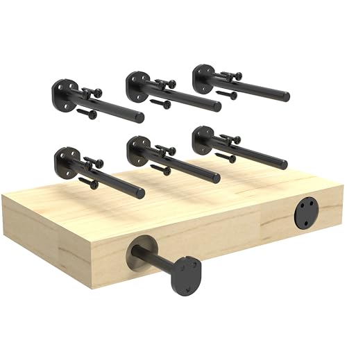 Floating Shelf Bracket (1/4" Thick,Flush-to-Wall Hidden Heavy Duty Brackets for Wood Shelves，Solid Steel Invisible Shelf Support,,Seamless Blind Design for Kitchen, Study&DIY 10 Inch Black - size: 8 Inch, style: Flush-to-Wall No Gaps Black 6 Pack