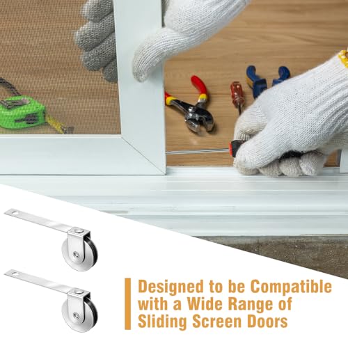 Lounsweer 4 Pcs 1 Inch Steel Screen Door Rollers Replacement, Straight - style: Straight