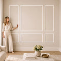 Pre-Cut Wall Molding Kit: Ready to Assemble Paintable Wainscoting Panels | Alternative to Peel-and-Stick Wall Panels,Accent Wall Interior Wall Decor for Living Room, Bedroom, Entryway White 24 PCS