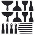 18 PCS Plastic Putty Knife, Includes 12 Plastic Putty Filler Knife and 6 Scrapers Tool, Flexible Putty-Scraper for Spackling, Repairing Drywall, Removing Wallpaper, Applying Mud or Plaster