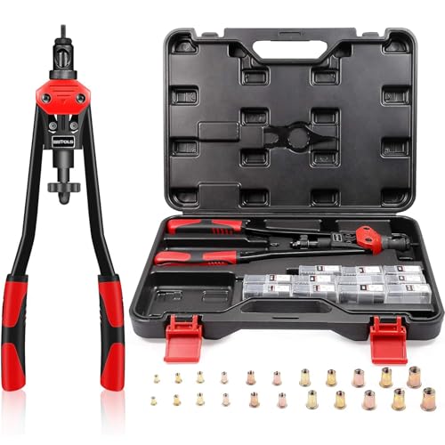 WETOLS Rivet Nut Tool Kit, 16'' Rivnut Tool with 11 Metric and SAE Mandrels - size: 16" rivet nut tool with 11 mandrels