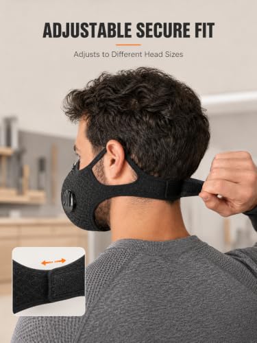 Reusable Carbon Filter Dust Mask with Detachable Goggles, Half Face Windproof Mask with 30 Filters & 2 Valves for Woodworking, Cycling, Mowing, Sanding