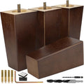 Airy Abode Premium Walnut Square Furniture Legs (Full Install Kit) - Pick Your Size and Color - color: Brown, size: 6 Inches