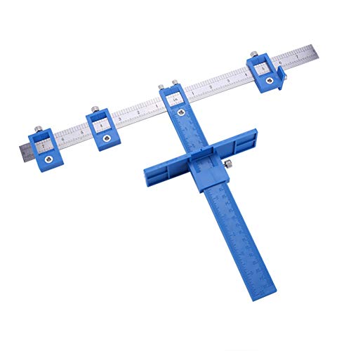Joywayus Drill Punch Locator Cabinet Hardware Jig Template Woodworking Accurate Drilling Tool Father's Day Gift - color: Blue-abs