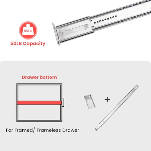 homdiy 18 Inch Heavy Duty Center Mount Drawer Slides Track (1 Pcs) - size: 18 Inch, style: 1 Pack