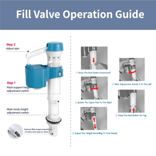 Toilet Tank Replacement Kit for Lever-Handle Toilets - Includes Water-Saving 2-Inch Dual Flush Valve Replacement with Integrated Handle & Adjustable Fill Valve