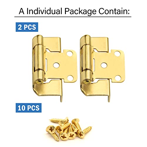 20 Pack (10 Pairs) 1/2 Inch Overlay Partial Wrap Hinges Brass Gold - color: Brass Gold, size: 20 Pack (10 Pairs)