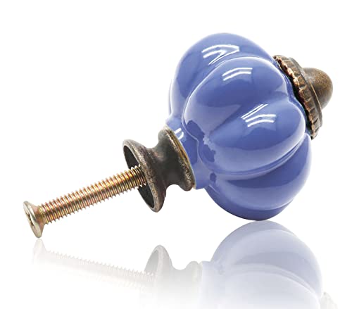 12pcs Periwinkle Blue Pumpkin Knobs, Ceramic Cabinet Knobs - color: Periwinkle Blue, size: 12 Pieces