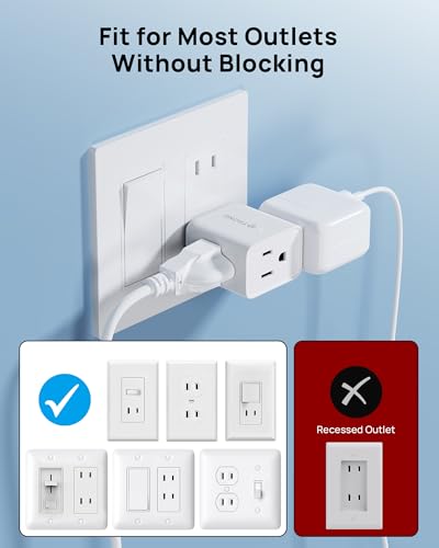 TROND Small 2 Prong to 3 Prong Outlet Adapter for Old House, 2 Pack, White - color: White, size: 2 Prong, 2 Pack