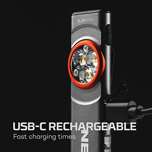 NEBO SLIM Mini Rechargeable Pocket Light | 250 Lumens, 2 Light Modes, Small Flashlight for EDC & Emergencies, Magnetic Base, Lightweight, Water Resistant & Durable, Includes Charging Cable - style: 250 Lumens - Gray