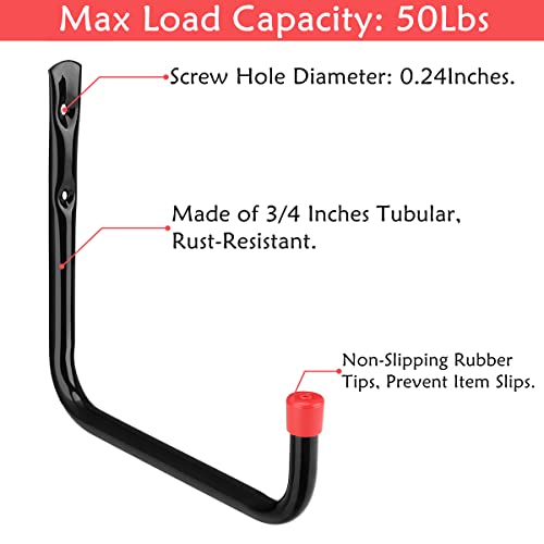 8 Pack Wall Mount Storage Hooks, 9.6IN Garage Utility Hanger for Ladder, Hold Chairs, Garden Tool, Hose, Bike - size: 9.6inch
