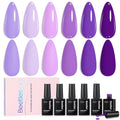 Beetles Purple Gel Polish Set, Violet Letter Collecion, 6 Purple Colors - color: A - Creme | 0-0-Violet Letter