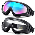 Motorcycle Goggles 2 Pack - ATV Dustproof Dirt Bike Goggles for Ski Racing Riding, Off Road Waterproof Motocross - color: 01.multicolor Lens + Transparent Lens