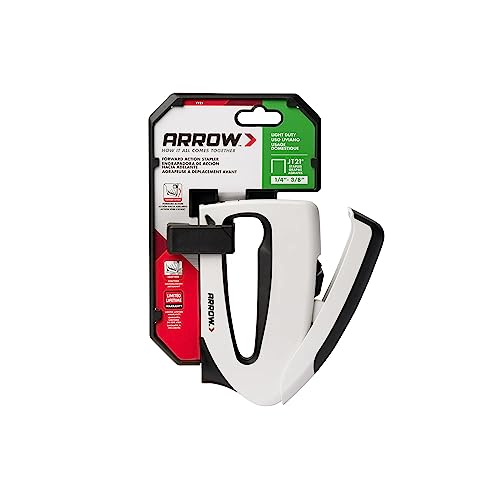 Arrow TT21 TruTac Forward Action Staple Gun, Manual Push Stapler for Upholstery, Crafts, Decorating, and Repairs, Fits JT21 Thin Wire Staples | Staple-Viewing Window, Bottom-Load Magazine, Fits JT21 1/4", 5/16" & 3/8" Staples, For Upholstery, Crafts, Deco
