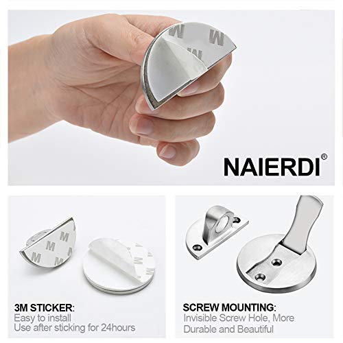 2 Pack 304 Stainless Steel Door Stoppers, Magnetic Door Stop, 3M Double-Sided Adhesive Tape, No Drilling, Door Stop Wall Protector, Office Door Catch, Stop Door