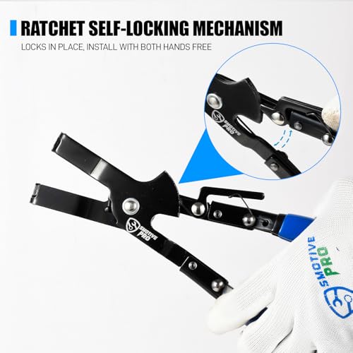 SMOTIVEPRO 8PCS Piston Ring Compressor Set with Self-Locking Ratchet Pliers