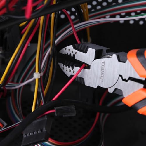 3-in-1 Diagonal Cutting Pliers with Wire Stripper Crimper, 8" Multifunction Electrician Plier Wire Cutter Side Cutting Pliers Cable Cutter with Ergonomic Handle for Electricians and Home