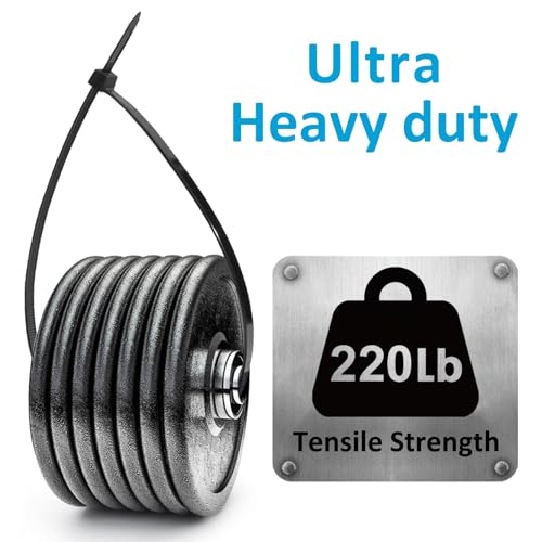 Zip Ties Heavy Duty 12 inch (500 Pack), Heavy Duty Cable Ties with 220 lb Tensile Strength for Outdoor Use, Black Wire Ties by ANOSON - size: 12"/500 Pack (220 Lb)