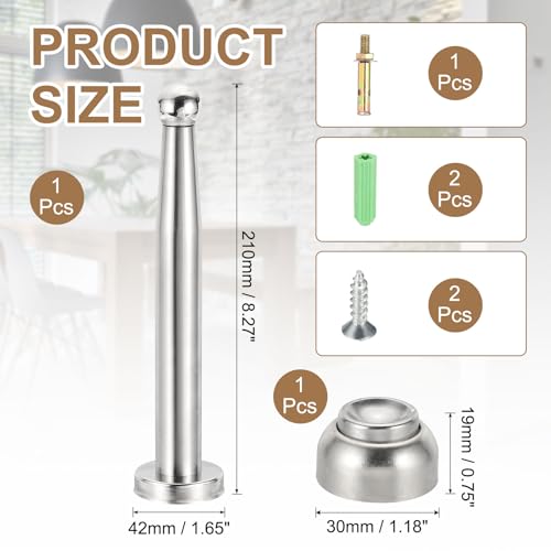 uxcell 8.3" Magnetic Door Stoppers, Wall Floor Mounted Magnetic Door Catch Holder, Stainless Steel Door Stops for Bedroom, Bathroom, Kitchen, Office, Silver - size: 8.3"
