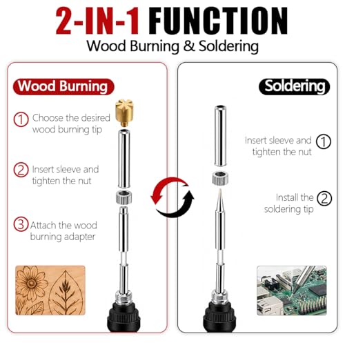 32PCS Wood Burning Kit, Wood Burning Tool – Adjustable Temperature Soldering Iron Tool for DIY, Wood Carving, Embossing, and Craft Projects – Wood Burner Pen Set for Adults and Beginners（Red） - color: Red