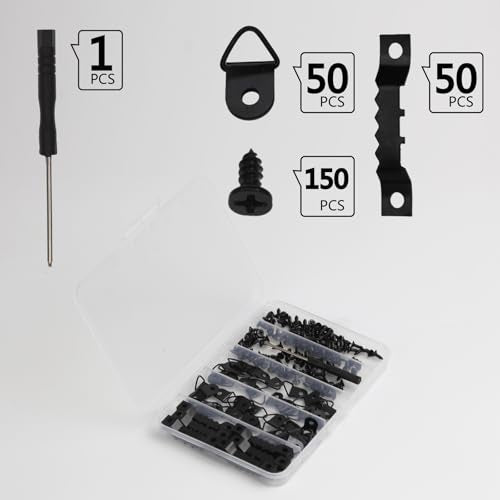 251 Pcs Picture Hanging Kit Black Heavy Duty Picture Hangers Hardware - color: Black