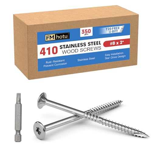 #8 x 2 Stainless Steel Deck Screws, 350Pcs 410 Grade Stainless Steel - size: #8 × 2"