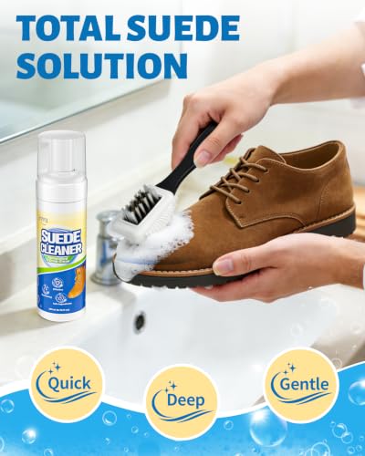 Jevvu Suede Shoe Cleaner, Suede Cleaning Kit with Brush & Towel for Suede, Nubuck, Leather, Boots, Trainer