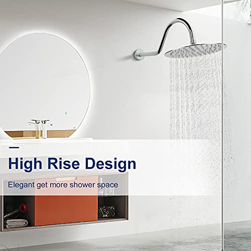 NearMoon Shower Extension Arm with Flange - S Shaped High Arc Gooseneck Long Shower Extender Pipe, Perfect for Rainfall Shower Head - Bathroom Accessory,16 Inch (Chrome Finish) - color: Chrome Finish