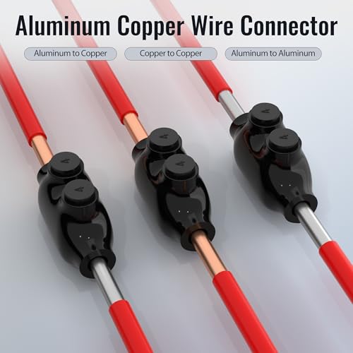 RVBOATPAT 6 Pack Insulated Inline Splice Connector 4-14 AWG Aluminum to Copper Wire Connectors 5/32" Slotted Allen Hex Black Electrical Cable Connectors - color: 4-14 AWG