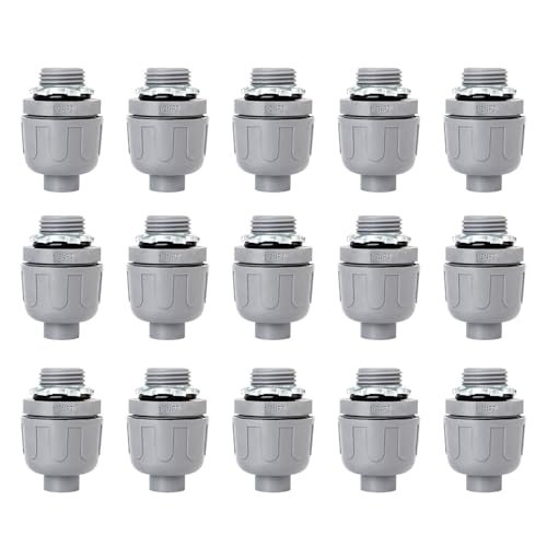 1/2 Inch Liquid Tight Connector - 15 Pack PVC Electrical Conduit Fittings 180 Degree Straight Flexible Connectors for Home, Kitchen, and Bathroom Conduit Connector - size: Straight 1/2"