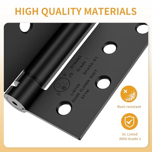Luxbaro 2 Pack Spring Hinges Self Closing 4 Inch, Self Closing Door Hinges - color: Matte Black-square&5/8'', size: 4" 2 Pack