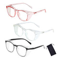 Safety Glasses for Men Women, Anti Fog Safety Goggles Comfortable Blue Light Blocking UV Protective Adult Nurse - color: Black Pink 3pack