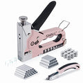 SHALL Staple Gun Heavy Duty, 3-in-1 Upholstery Staple Gun Kit with 3000 Staples, Stapler Remover, Manual Brad Nailer with Specific Staples Outlet Position Indicator - color: Pink, size: 3-in-1