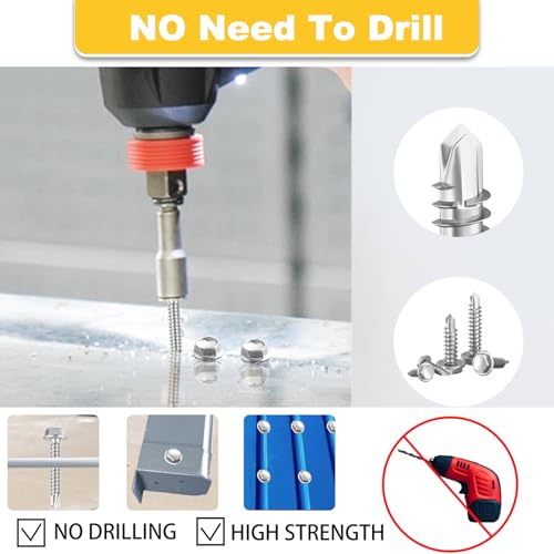 Jyphorixal Self-Tapping Screws, 410 Stainless Steel, 140 PCS Assortment Kit with Driver, #10X3/4, Hex Washer Head