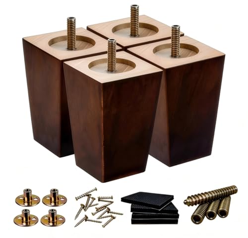 SHANJUE 5 Inch Couch Legs Wood Square Sofa Legs Replacement for Chair, 4PC - size: 5 inches