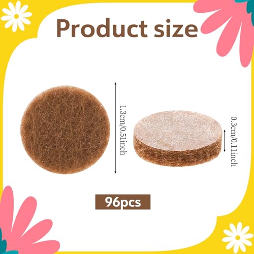 96 Pcs Chair Felt Pads 1/2 Inch Felt Pads for Chair Legs Brown