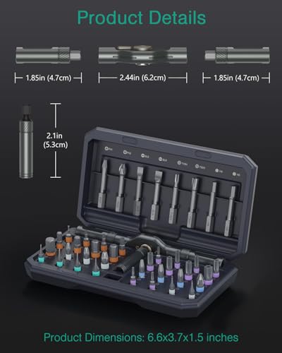 ORIA 42 in 1 Magnetic Screwdriver Set, Multi Bit Ratchet Screwdriver Set With T Handle, Portable DIY Repair Tool Kit for Electronic Repair, Furniture, Bicycle, Computer - color: Grey