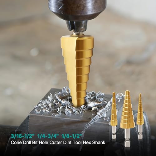 Step Drill Bits 3Pc, HSS Titanium Coated Step Drill Bit Set for Wood - style: 3PC