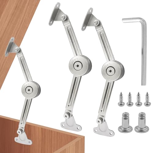 Uenhoy 2 Pcs Lid Support Hinges Soft-Close Zinc Alloy 50 Lbs Silver