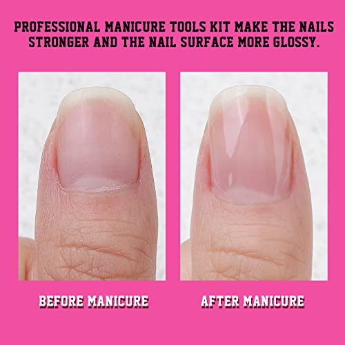 FANDAMEI Nail Files and Buffers, Manicure Tools Nail Care Kit with Nail File, Nail Buffer Block, Cuticle Care for Women with Nippers, Pusher Peeler. Cuticle Oil and Nail Prep Kit.