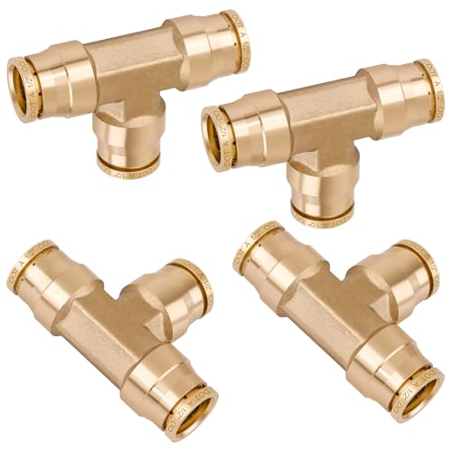 Brass DOT 1/2" Tee Union Quick Push to Connect Air Brake Fitting - color: DOT Union Tee, size: 1/2" Od