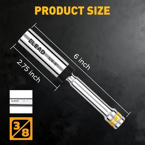 5/8" Swivel Magnetic Spark Plug Socket, 3/8" Drive x 6" Total Length, Thin Wall Spark Plug Removal Tool, 360 Degree Swivel, Enhanced Magnetic, 6-Point Design, Cr-V Steel - size: 5/8" x 6" Spark Plug Socket