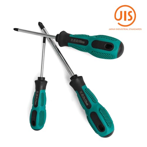 JIS Screwdriver Set (3Pcs #1#2#3) – Magnetic Tips, S2 Alloy Steel, Meets JIS B4633 Standard, Designed for Japanese Motorcycles, Vehicle,Bicycles & Industrial Equipmen