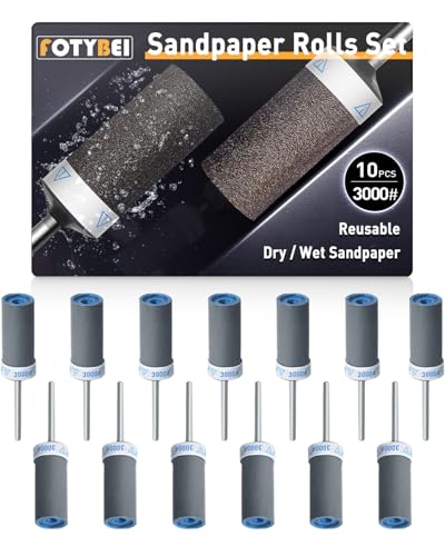 10Pcs 3000 Grit Sanding Drums Sandpaper Sticks Set for Dremel Rotary Tool with 1/8" Shank, Rotary Tool Accessories Suitable for Metal Rust Removal/Jade Polishing/Stone Grinding (3000 Grit) - size: 3000 Grit
