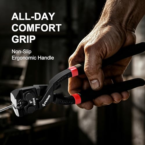 PURUS 8" High-Leverage End Cutting Pliers - Professional Heavy Duty CR-V Steel Nail Puller & Nipper, HRC60+ Induction Hardened Edge for Carpenter & Fence Repair